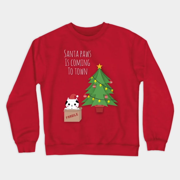 'Santa Paws Is Coming To Town' Crewneck Sweatshirt by bluevolcanoshop@gmail.com